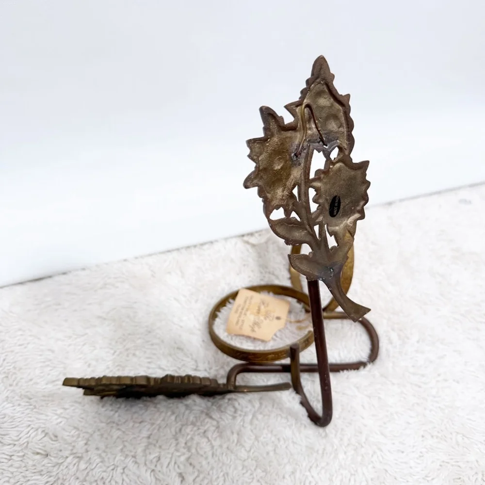 Vintage Set of Brass Sconces Art Nouveau Floral Candle Vase Votive Holders 9.75